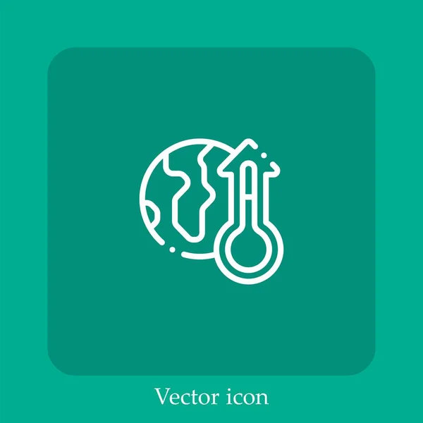 Ícone Vetor Aquecimento Global Linear Icon Line Com Curso Editável — Vetor de Stock