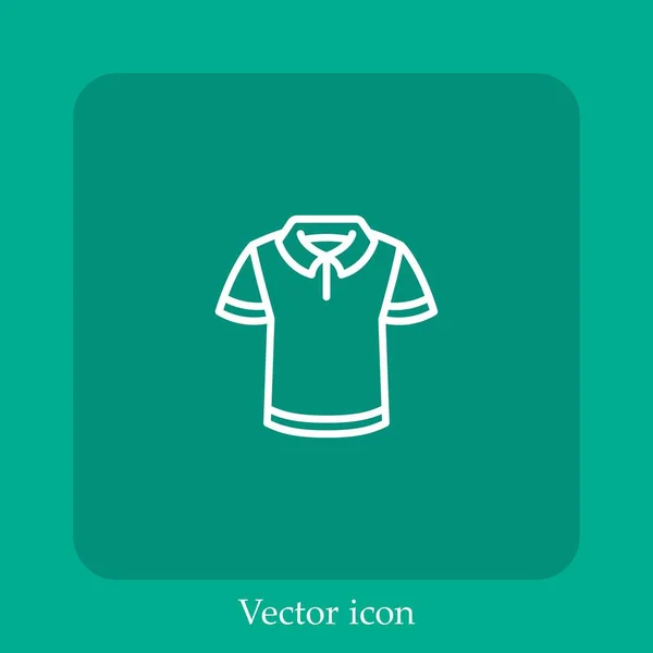 Иконка Вектора Рубашки Поло Linear Icon Line Редактируемым Штрихом — стоковый вектор