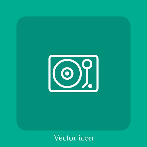 Record Player Ícone Vetorial Linear Icon Line Com Curso Editável — Vetor de Stock