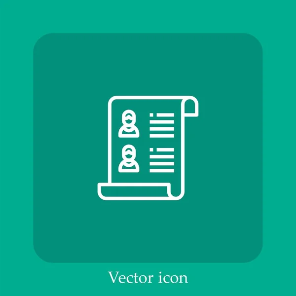 Lebenslauf Vektor Symbol Lineare Icon Line Mit Editierbarem Strich — Stockvektor