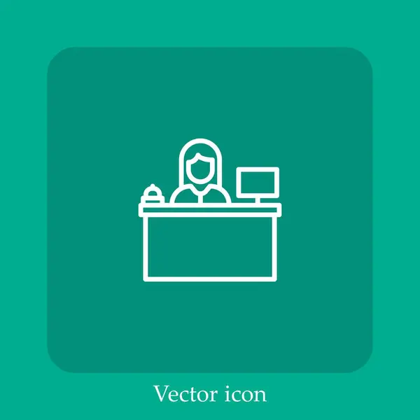 Desk Vector Icon Linear Icon Line Editable Stroke — Stock Vector