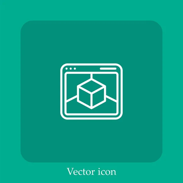 Icono Del Vector Escritorio Icon Line Lineal Con Carrera Editable — Vector de stock
