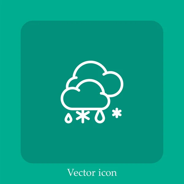 Icono Vector Nieve Icon Line Lineal Con Carrera Editable — Vector de stock