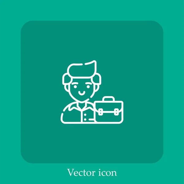 Hombre Negocios Icono Vectorial Icon Line Lineal Con Carrera Editable — Vector de stock