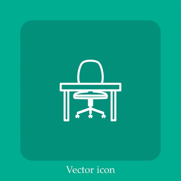 Icône Vectorielle Bureau Icône Linéaire Ligne Avec Trait Modifiable — Image vectorielle