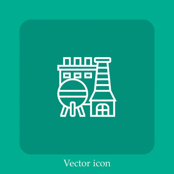 Icono Vector Fábrica Icon Line Lineal Con Carrera Editable — Vector de stock