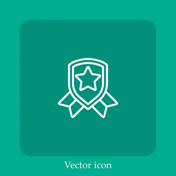 Medalla Icono Vector Icon Line Lineal Con Carrera Editable — Vector de stock