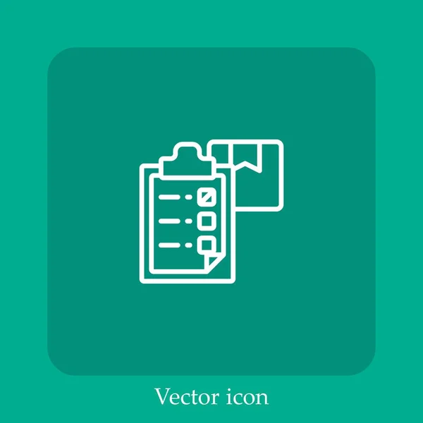 Checkliste Vektorsymbol Lineare Icon Line Mit Editierbarem Strich — Stockvektor