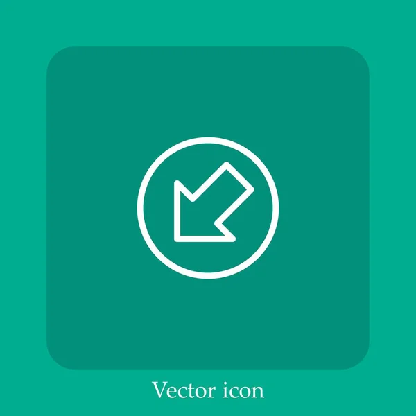 Ícone Vetor Seta Diagonal Linear Icon Line Com Curso Editável — Vetor de Stock