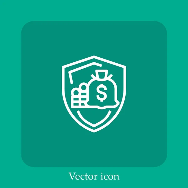 Ícone Vetor Seguro Linear Icon Line Com Curso Editável — Vetor de Stock