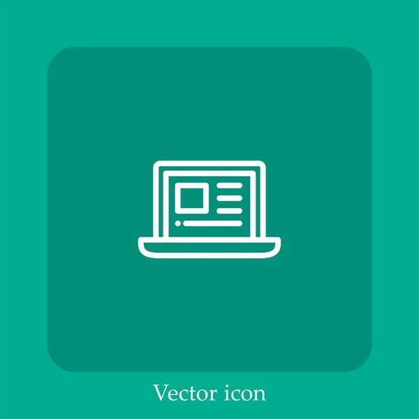 Laptop Vector Pictogram Lineair Icon Line Met Bewerkbare Slag — Stockvector