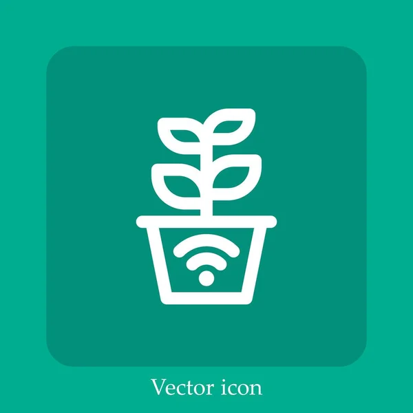 Ícone Vetorial Planta Linear Icon Line Com Curso Editável — Vetor de Stock
