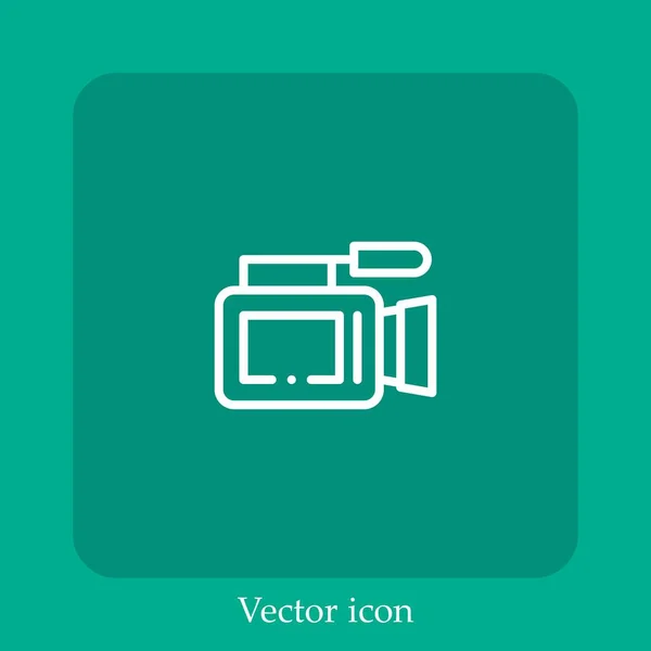 Icono Vector Cámara Vídeo Icon Line Lineal Con Carrera Editable — Vector de stock