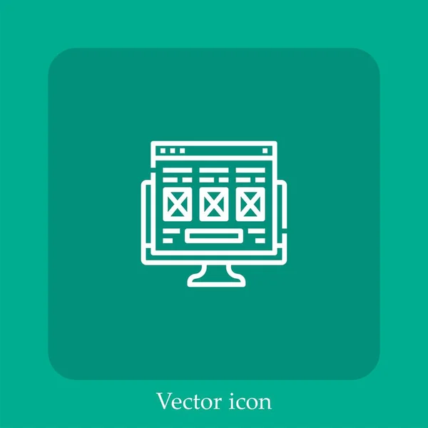 Wireframe Vector Icono Icon Line Lineal Con Carrera Editable — Vector de stock