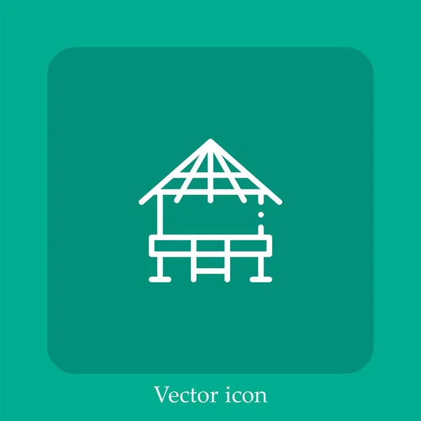 Beach House Vector Icon Linear Icon Line Editable Stroke — Stock Vector