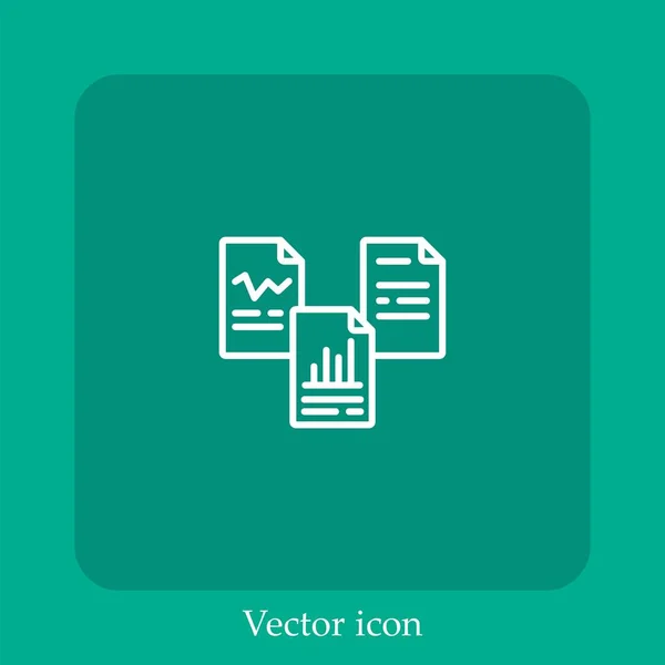 Icono Vector Datos Icon Line Lineal Con Carrera Editable — Vector de stock