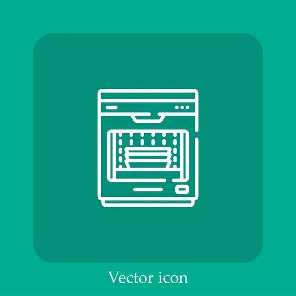 Иконка Вектора Посудомоечной Машины Linear Icon Line Редактируемым Штрихом — стоковый вектор