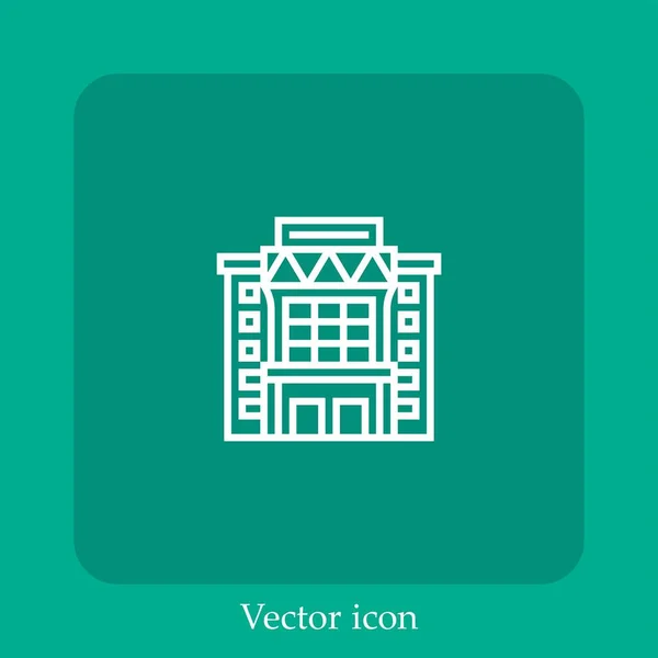 Ícone Vetorial Hotel Linear Icon Line Com Curso Editável — Vetor de Stock