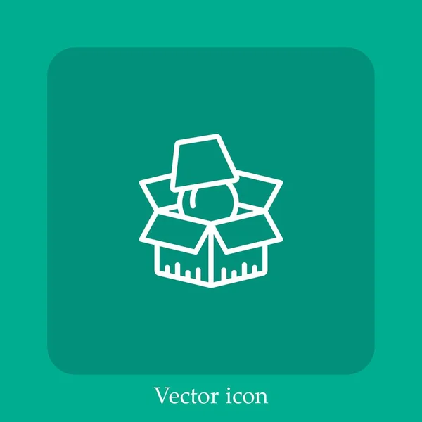 Icono Vector Embalaje Icon Line Lineal Con Carrera Editable — Vector de stock