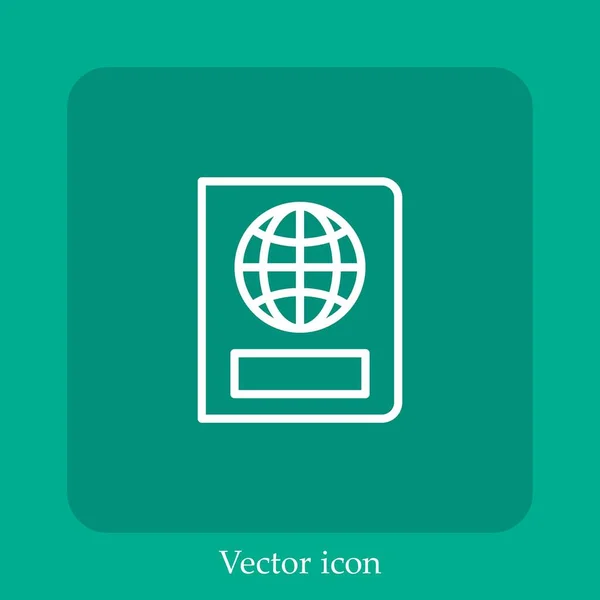 Значок Вектора Паспорта Линейный Строка Редактируемым Штрихом — стоковый вектор