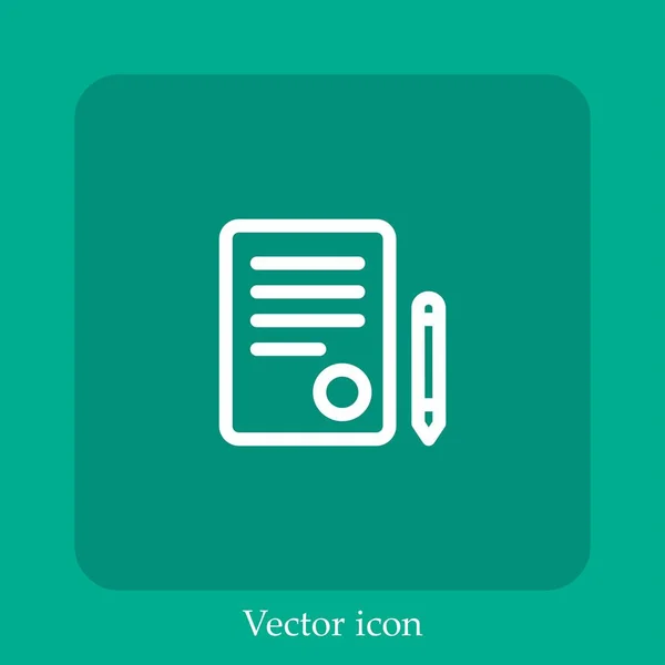 Contract Vector Icon Linear Icon Line Editable Stroke — Stock Vector