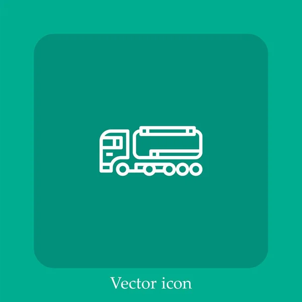 Kraftstoff Lkw Vektor Symbol Lineare Symbol Linie Mit Editierbarem Strich — Stockvektor
