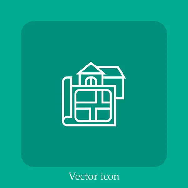 Haus Plan Vektor Symbol Lineare Icon Line Mit Editierbarem Strich — Stockvektor