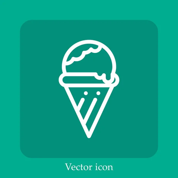 Иконка Вектор Мороженого Линейный Icon Line Редактируемым Штрихом — стоковый вектор
