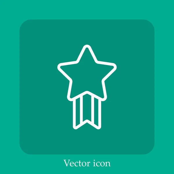 Medalla Icono Vector Icon Line Lineal Con Carrera Editable — Vector de stock