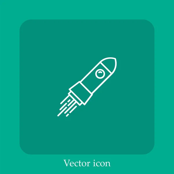 Icône Vectorielle Fusée Icône Linéaire Ligne Avec Course Modifiable — Image vectorielle