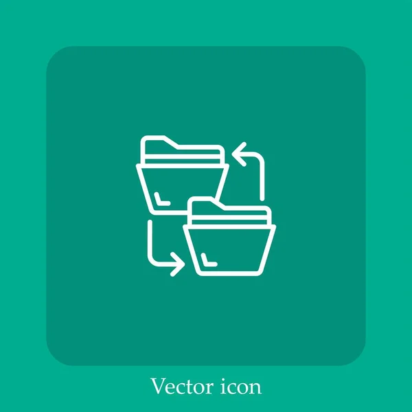 Ícone Vetor Transferência Arquivo Linear Icon Line Com Curso Editável — Vetor de Stock