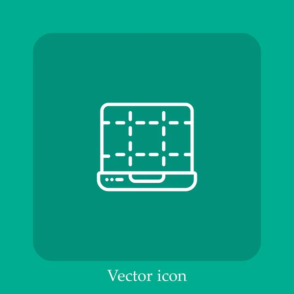 Icône Vectorielle Ordinateur Portable Icône Linéaire Ligne Avec Course Modifiable — Image vectorielle