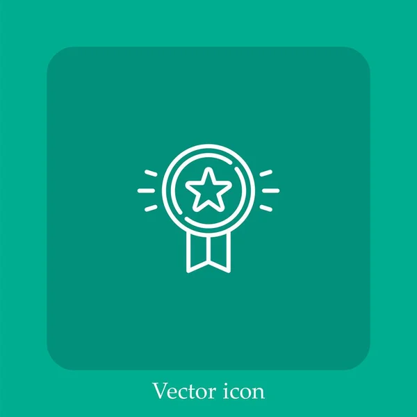 Medalla Icono Vector Icon Line Lineal Con Carrera Editable — Vector de stock