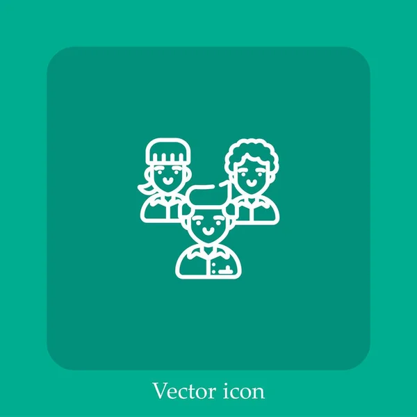Ícone Vetorial Equipe Linear Icon Line Com Curso Editável — Vetor de Stock