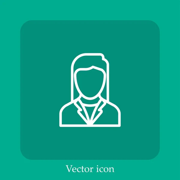 Mujer Negocios Icono Vectorial Icon Line Lineal Con Trazo Editable — Vector de stock