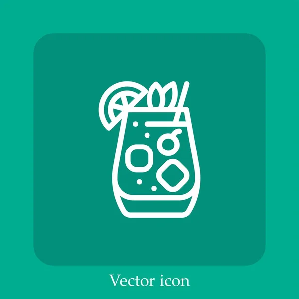 Icône Vectorielle Cocktail Icône Linéaire Ligne Avec Trait Modifiable — Image vectorielle