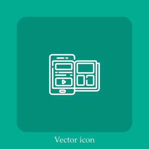 Ícone Vetor Elearning Linear Icon Line Com Curso Editável — Vetor de Stock