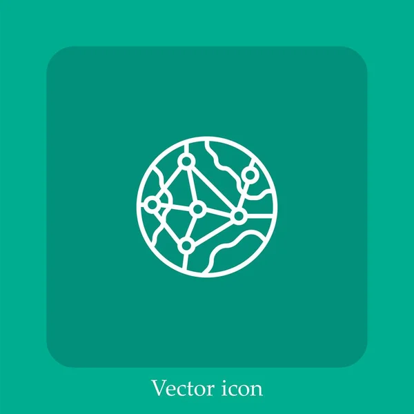 Icône Vectorielle Mondialisation Icône Linéaire Ligne Avec Trait Modifiable — Image vectorielle