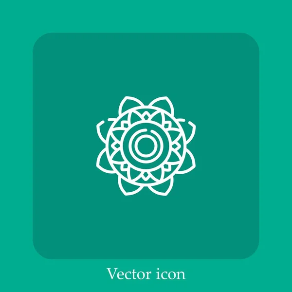 Ícone Vetorial Mandala Linear Icon Line Com Curso Editável — Vetor de Stock