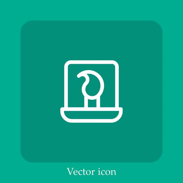 Ícone Vetor Laptop Linear Icon Line Com Curso Editável — Vetor de Stock