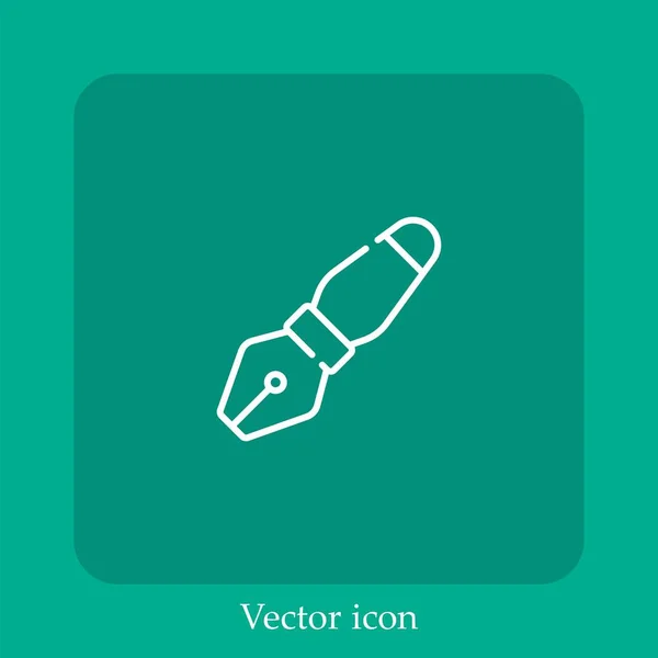 Ícone Vetor Caneta Linear Icon Line Com Curso Editável — Vetor de Stock