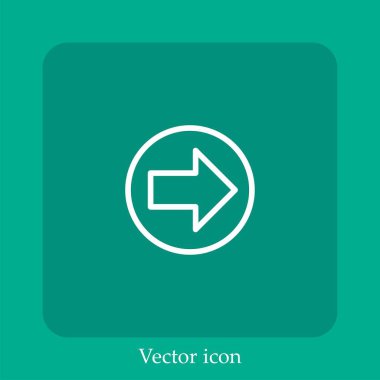 Sağ ok vektörü simgesi doğrusal simgesi. Düzenlenebilir vuruş ile çizgi