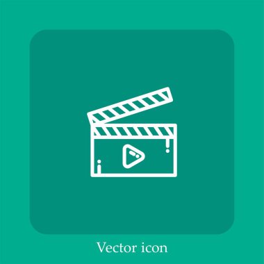 Clapperboard vektör simgesi doğrusal simgesi. Düzenlenebilir vuruş çizgisi