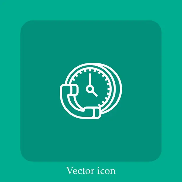 Icono Vectorial Horas Icon Line Lineal Con Carrera Editable — Vector de stock