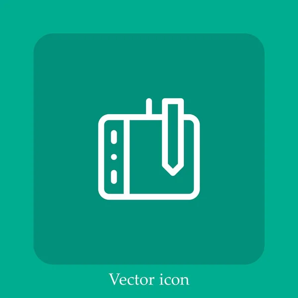 Dessin Icône Vectorielle Tablette Icône Linéaire Ligne Avec Course Modifiable — Image vectorielle