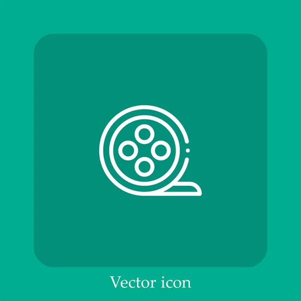 Tira Película Icono Vectorial Icon Line Lineal Con Carrera Editable — Vector de stock