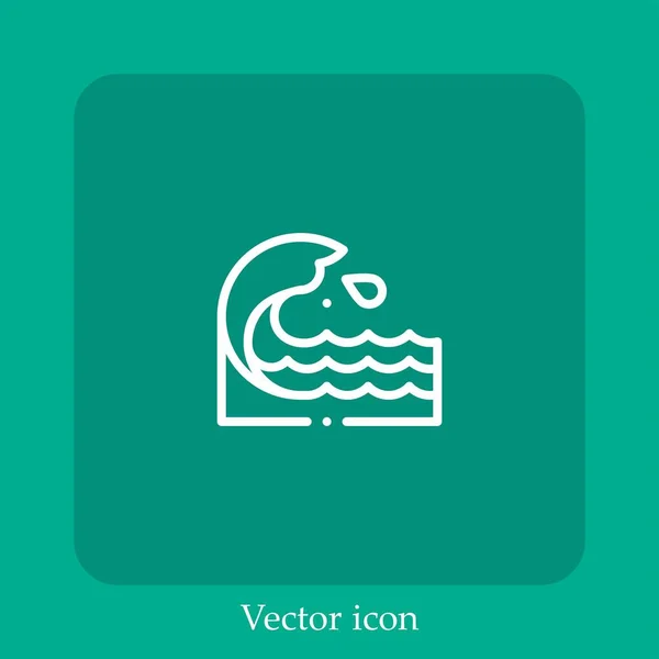 Ícone Vetor Onda Linear Icon Line Com Curso Editável — Vetor de Stock