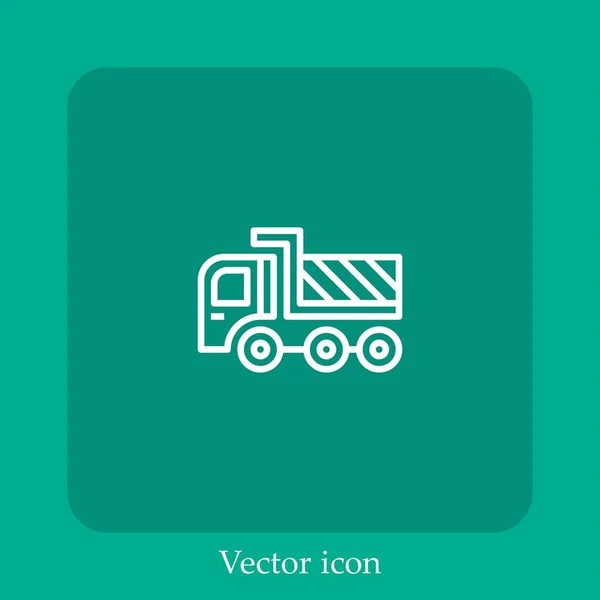 Dump Truck Vector Icon Linear Icon Line Editable Stroke — Stock Vector