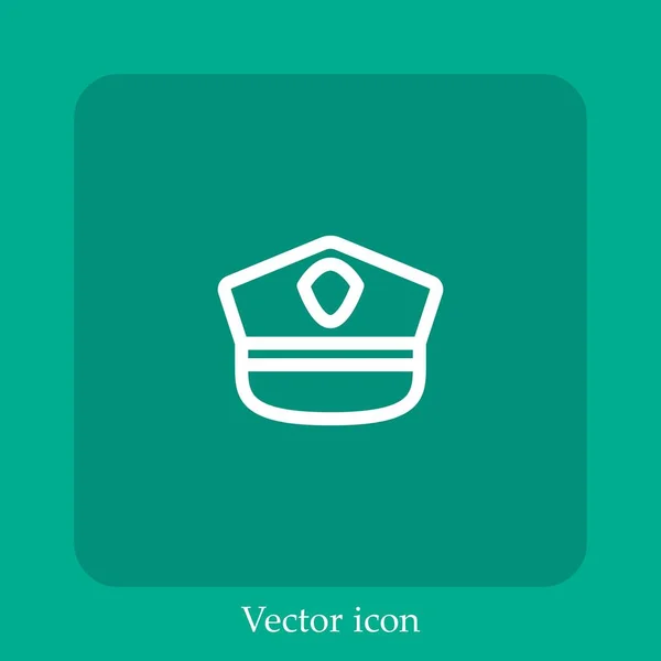 Police Hat Vector Icon Linear Icon Line Editable Stroke — Stock Vector