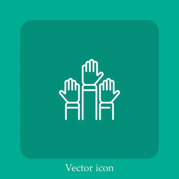 Soulever Icône Vectorielle Main Icône Linéaire Ligne Avec Course Modifiable — Image vectorielle